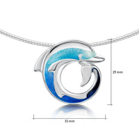 Dolphin Curl Necklace in Ocean Enamel by Sheila Fleet Jewellery
