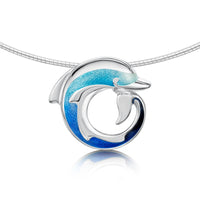 Dolphin Curl Necklace in Ocean Enamel by Sheila Fleet Jewellery