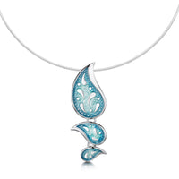 Paisley Leaf Enamel Necklace in Verdi Enamel by Sheila Fleet Jewellery