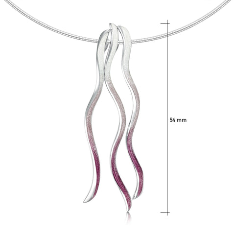 Atlantic Swell 3-frond Long Necklace in Champagne Enamel