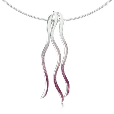 Atlantic Swell 3-frond Long Necklace in Champagne Enamel by Sheila Fleet Jewellery