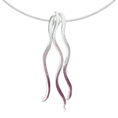 Atlantic Swell 3-frond Long Necklace in Champagne Enamel by Sheila Fleet Jewellery