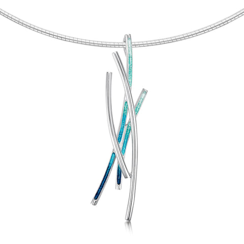 Wild Grasses Dress Necklace in Peacock Enamel by Sheila Fleet Jewellery