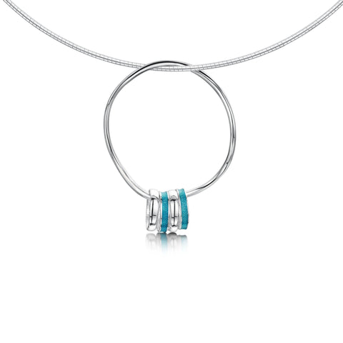 Wave Surfers 4-ring Enamel Necklace in Sterling Silver by Sheila Fleet Jewellery