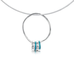 Wave Surfers 4-ring Enamel Necklace in Sterling Silver by Sheila Fleet Jewellery