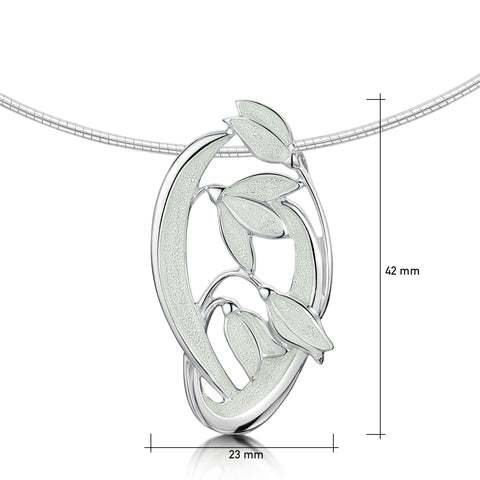 Snowdrop 4-flower Sterling Silver Necklace in Crystal Enamel