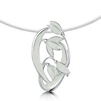 Snowdrop 4-flower Sterling Silver Necklace in Crystal Enamel by Sheila Fleet Jewellery