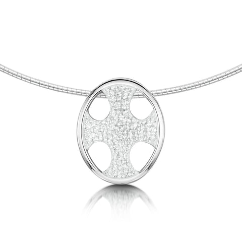 Cross of the Kirk Silver Necklace in Crystal Enamel by Sheila Fleet Jewellery