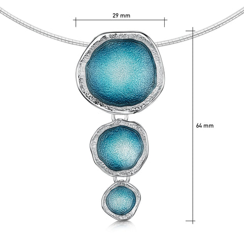 Lunar Sterling Silver Drop Necklace in Lichen Enamel