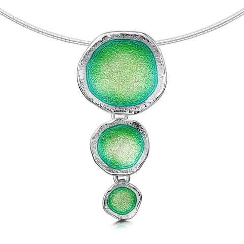Lunar Bright Drop Necklace in Spring Green Enamel by Sheila Fleet Jewellery