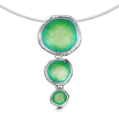 Lunar Bright Drop Necklace in Spring Green Enamel by Sheila Fleet Jewellery