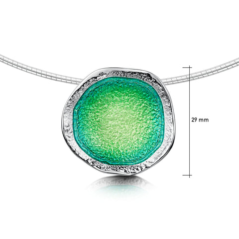 Lunar Bright Dress Necklace in Spring Green Enamel by Sheila Fleet Jewellery