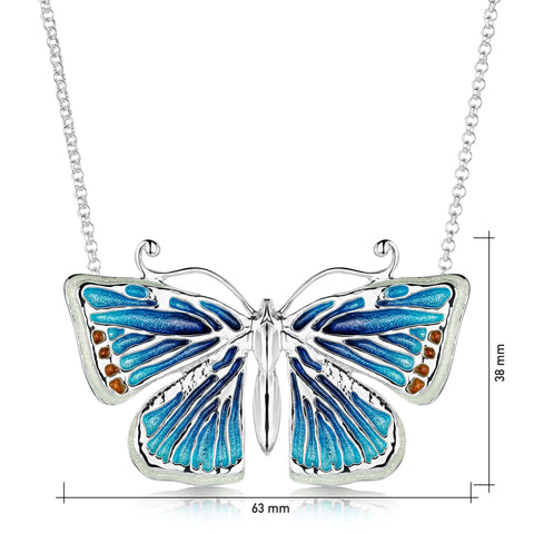 Common Blue Butterfly Enamel Dress Necklace by Sheila Fleet Jewellery