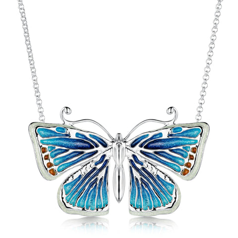 Common Blue Butterfly Enamel Dress Necklace by Sheila Fleet Jewellery