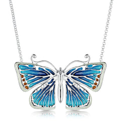 Common Blue Butterfly Enamel Dress Necklace by Sheila Fleet Jewellery