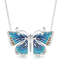 Common Blue Butterfly Enamel Dress Necklace by Sheila Fleet Jewellery