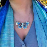 Common Blue Butterfly Enamel Dress Necklace by Sheila Fleet Jewellery