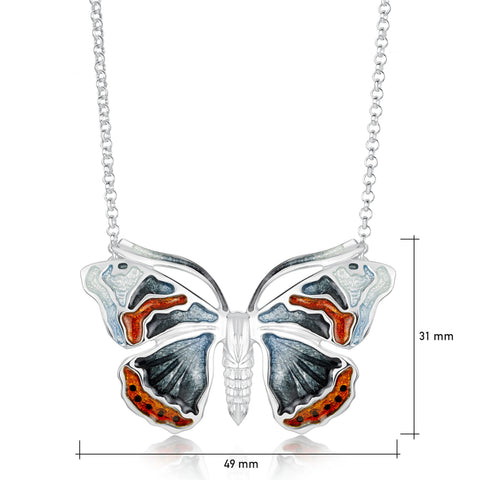 Red Admiral Butterfly Enamel Dress Necklace by Sheila Fleet Jewellery