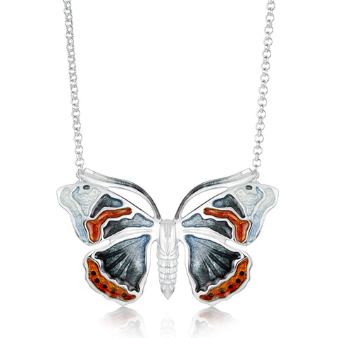 Red Admiral Butterfly Enamel Dress Necklace by Sheila Fleet Jewellery