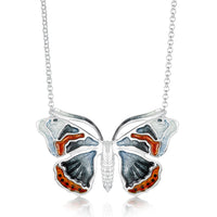 Red Admiral Butterfly Enamel Dress Necklace by Sheila Fleet Jewellery