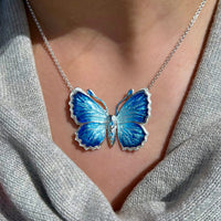 Holly Blue Butterfly Enamel Dress Necklace by Sheila Fleet Jewellery