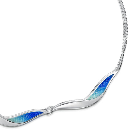 Flight Sterling Silver Half Necklace in Sky Enamel