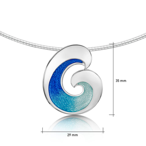 Wave Occasion Necklace in Light Ocean Enamel by Sheila Fleet Jewellery