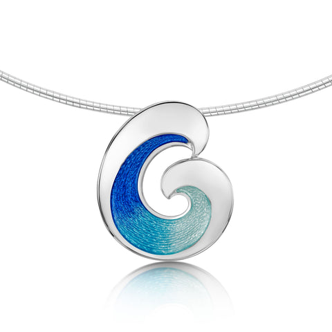 Wave Occasion Necklace in Light Ocean Enamel by Sheila Fleet Jewellery