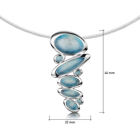 Shoreline Pebble Cluster Occasion Necklace in Blue Grey Enamel