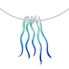 Atlantic Swell 5-frond Necklace in Ocean Hue Enamel by Sheila Fleet Jewellery
