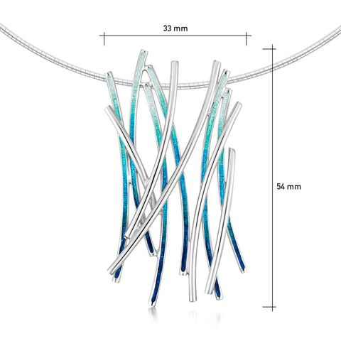 Wild Grasses Occasion Necklace in Peacock Enamel by Sheila Fleet Jewellery