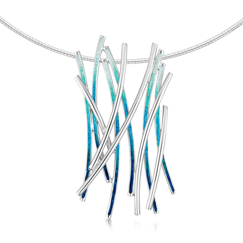 Wild Grasses Occasion Necklace in Peacock Enamel by Sheila Fleet Jewellery