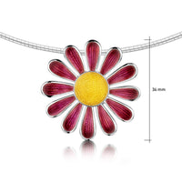 Coloured Daisies Dress Necklace in Hot Pink Enamel