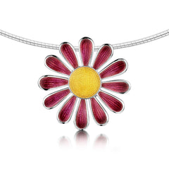 Coloured Daisies Dress Necklace in Hot Pink Enamel by Sheila Fleet Jewellery