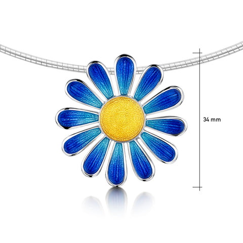 Coloured Daisies Dress Necklace in Ocean Enamel