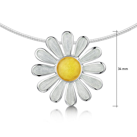 Daisies at Dawn Enamel Dress Necklace in Sterling Silver by Sheila Fleet Jewellery