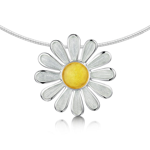 Daisies at Dawn Enamel Dress Necklace in Sterling Silver by Sheila Fleet Jewellery