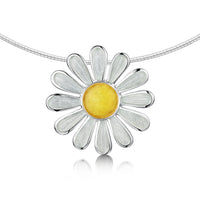 Daisies at Dawn Enamel Dress Necklace in Sterling Silver by Sheila Fleet Jewellery