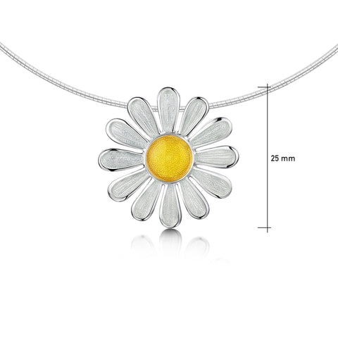 Daisies at Dawn Enamel Necklace in Sterling Silver