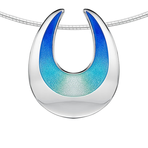 Sea & Surf Curved Occasion Necklace in Ocean Hue Enamel by Sheila Fleet Jewellery