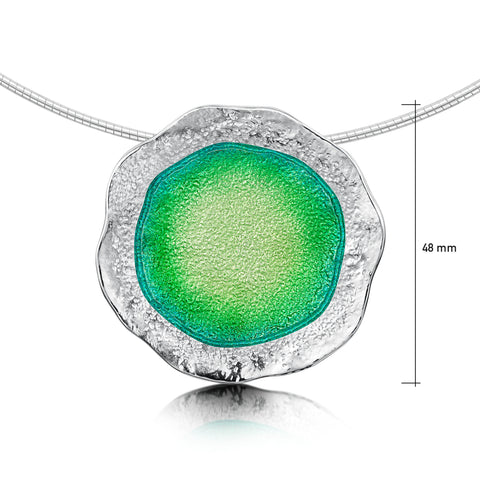 Lunar Bright Occasion Necklace in Spring Green Enamel by Sheila Fleet Jewellery