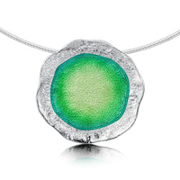 Lunar Bright Occasion Necklace in Spring Green Enamel by Sheila Fleet Jewellery