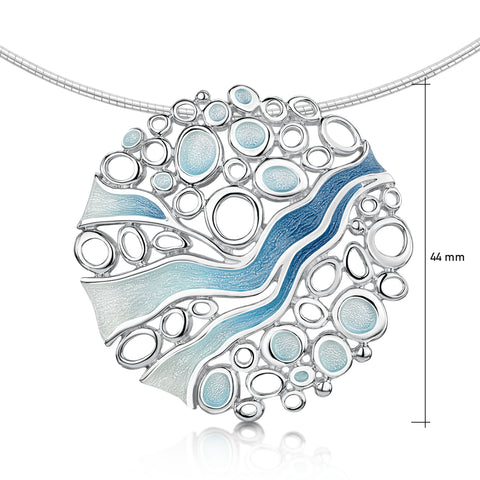 Arctic Stream Necklace in Arctic Blue Enamel by Sheila Fleet Jewellery