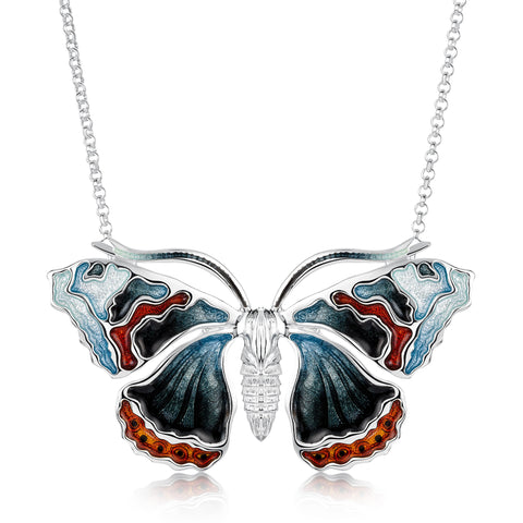 Red Admiral Butterfly Enamel Occasion Necklace by Sheila Fleet Jewellery
