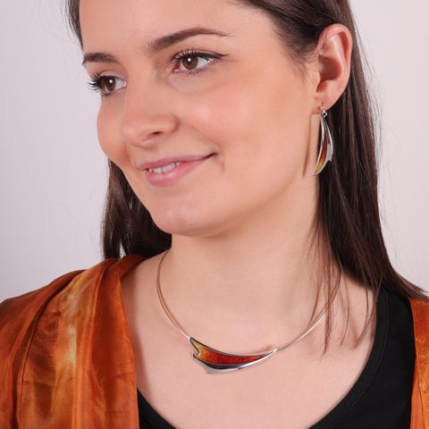 New Wave jewellery by Sheila Fleet, modelled by Leanne.