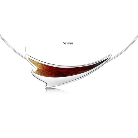 New Wave Curve Necklace in Flame Enamel by Sheila Fleet Jewellery