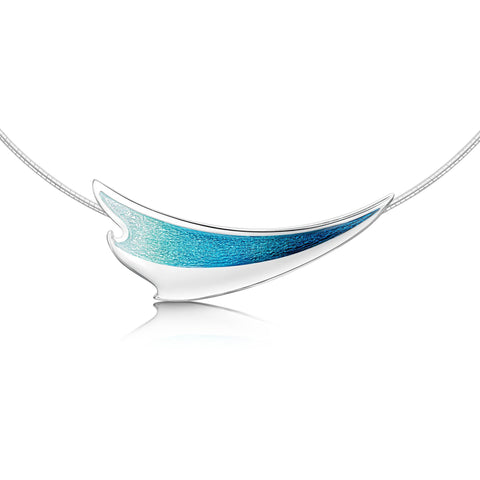 New Wave Curve Enamel Necklace in Peacock Enamel by Sheila Fleet Jewellery