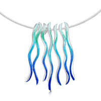 Atlantic Swell 7-frond Statement Necklace in Ocean Hue Enamel by Sheila Fleet Jewellery
