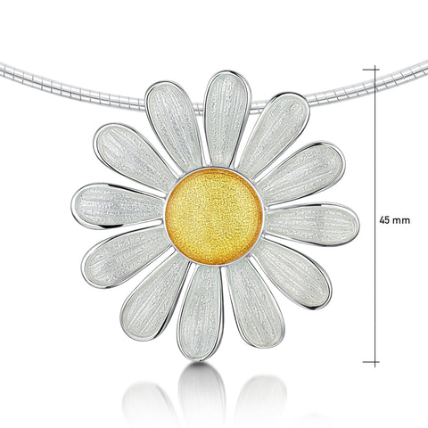 Daisies at Dawn Enamel Occasion Necklace in Sterling Silver by Sheila Fleet Jewellery