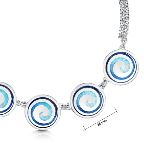 Surfbreaker Enamel Statement Pendant in Sterling Silver by Sheila Fleet Jewellery